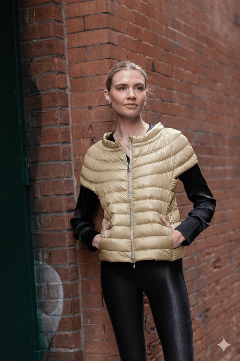 The St Ives | Down Vest | Taupe - Cotes of London