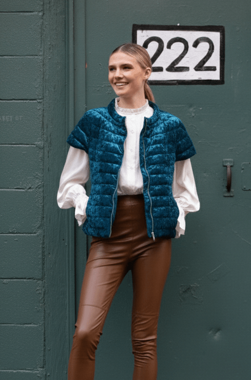 The St Ives | Velour | Down Vest | Indigo - Cotes of London