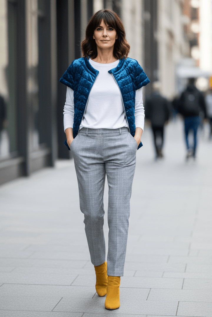 The St Ives | Velour | Down Vest | Indigo - Cotes of London