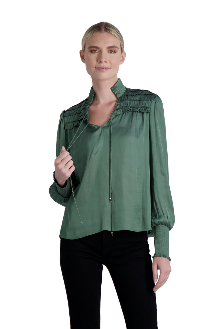 The Claire - Long Sleeve Satin Blouse - Final Sale Cotes of London