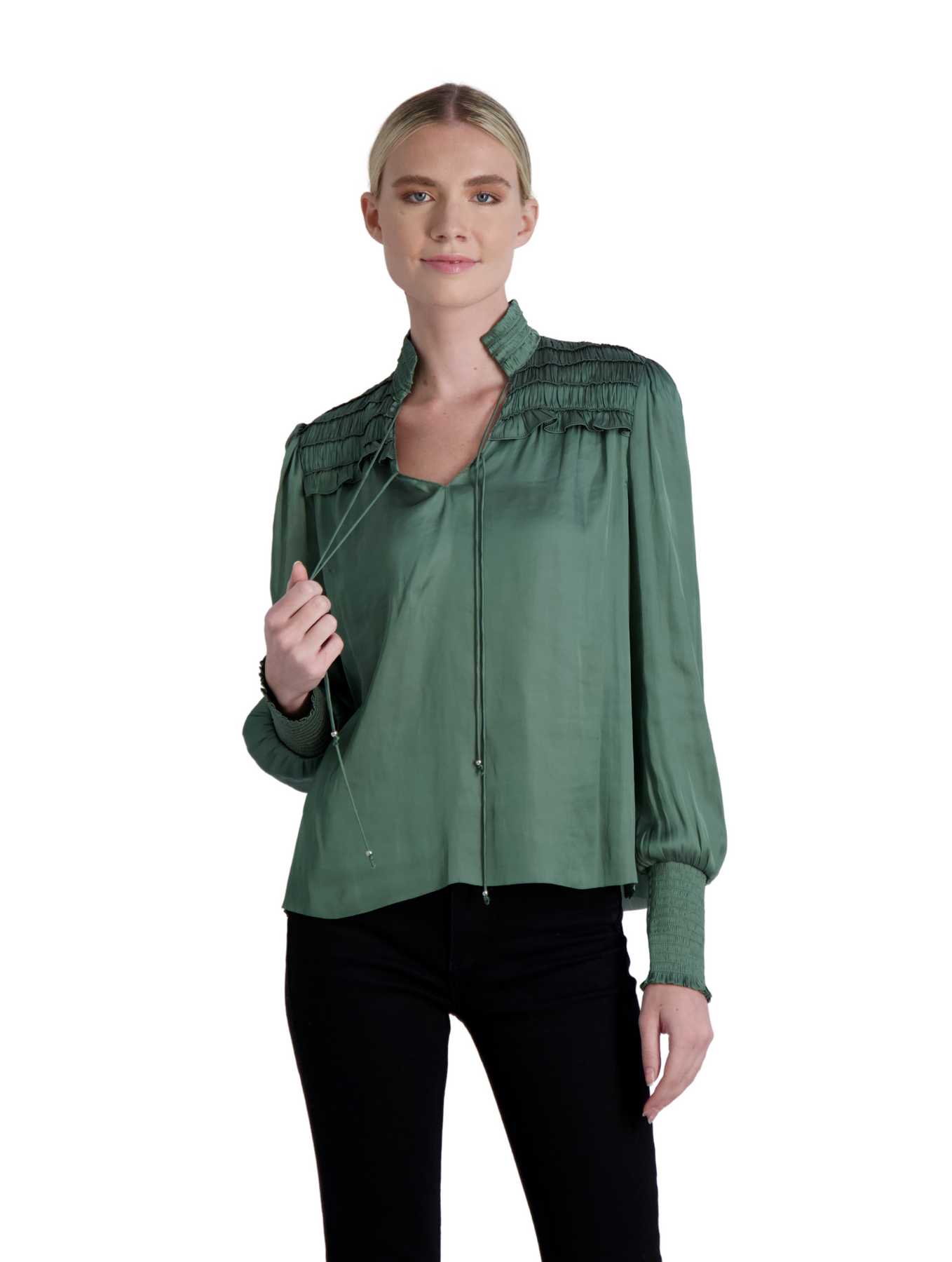 The Claire - Long Sleeve Satin Blouse – Cotes of London