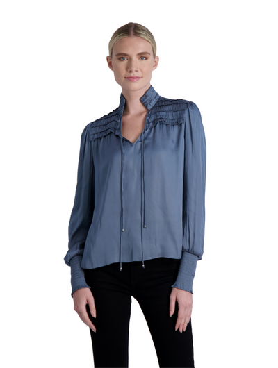 The Claire - Long Sleeve Satin Blouse - Final Sale