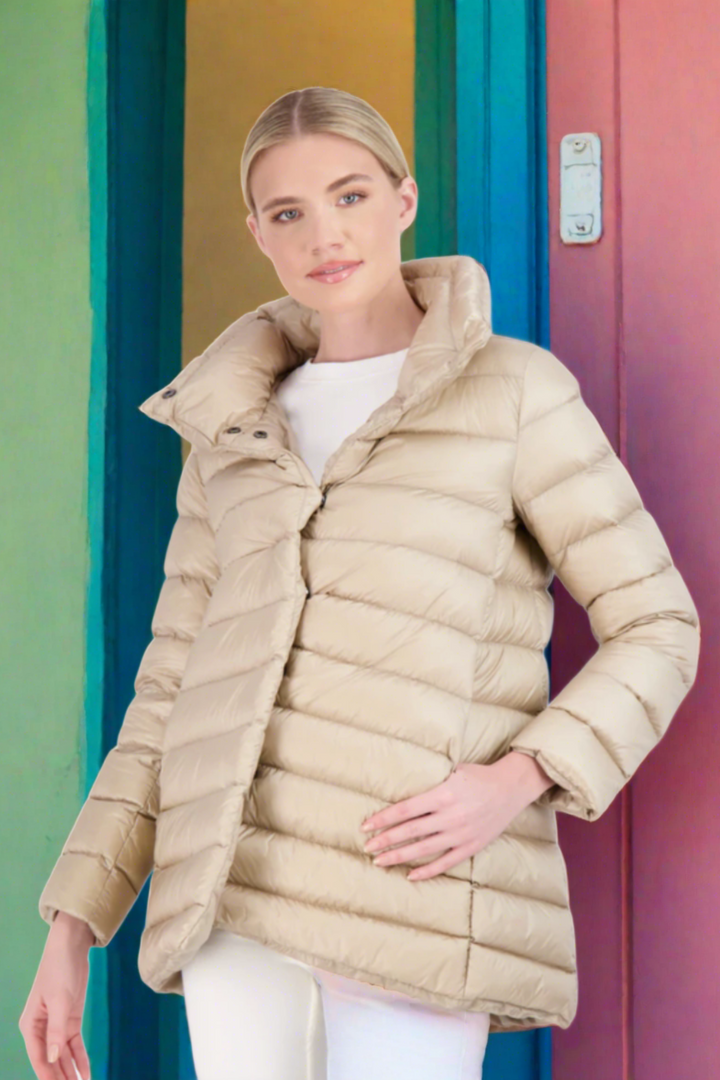 The Chelsea A-frame Down Jacket - WAREHOUSE MOVING SALE- FINAL SALE /No Returns/No Exchanges Cotes of London
#color_taupe