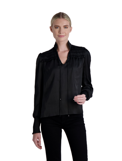 The Claire - Long Sleeve Satin Blouse - Final Sale