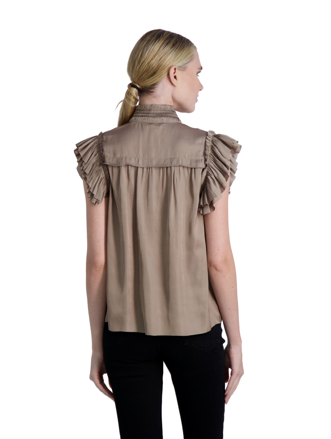 The Kent - Short Sleeve Satin Blouse- Final Sale Cotes of London