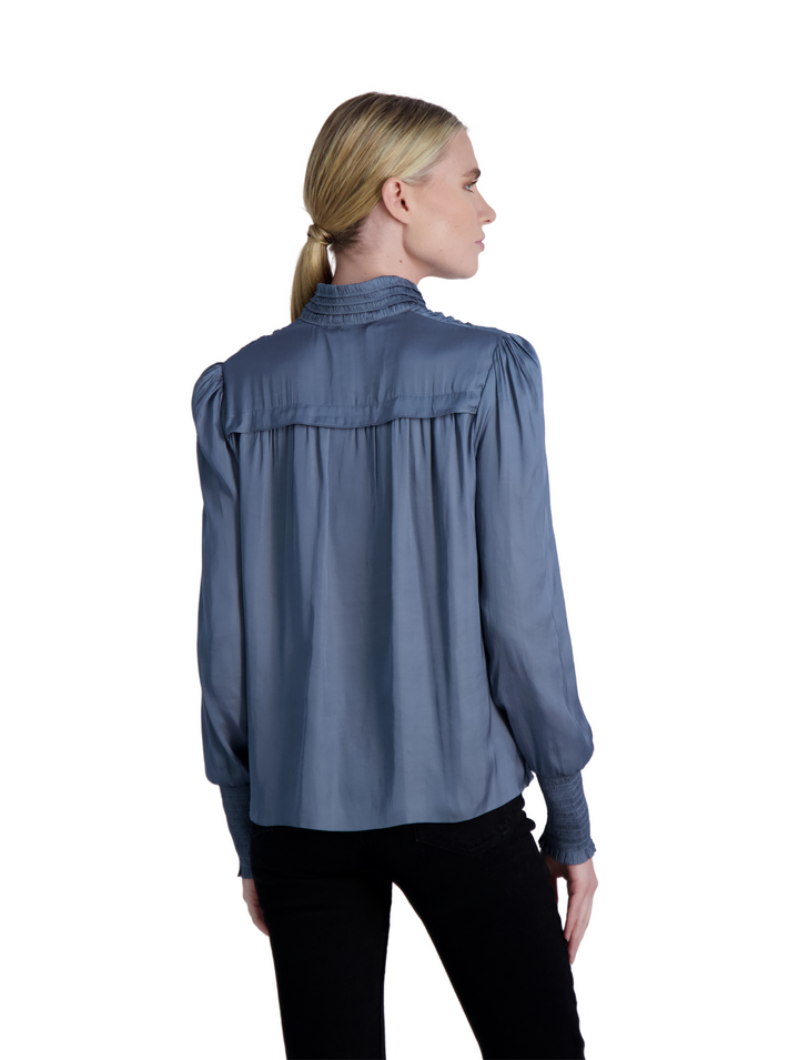 The Claire - Long Sleeve Satin Blouse - Final Sale Cotes of London