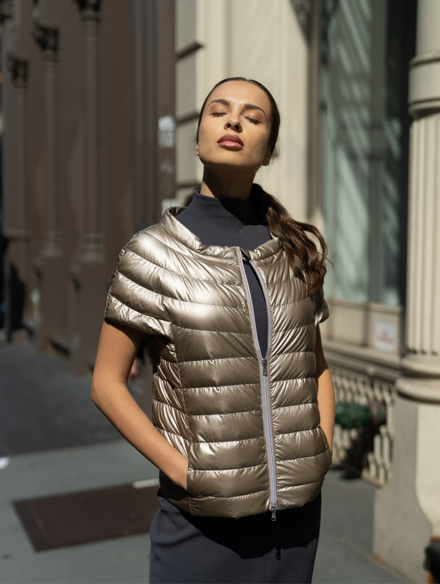 The St Ives Down Vest - Metallic Gold