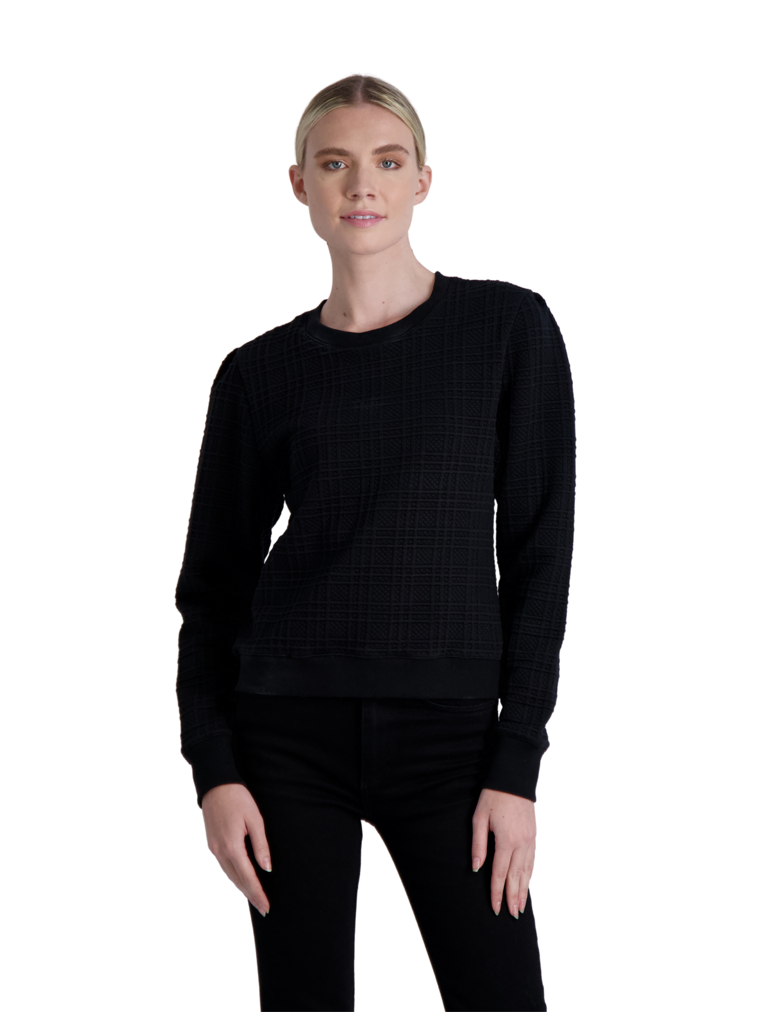 Sweatshirt with Buttons - Black - Ladies