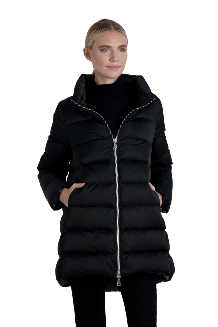 The Dorchester | Down Coat with Chunky Zipper | Midnight Black - Cotes of London