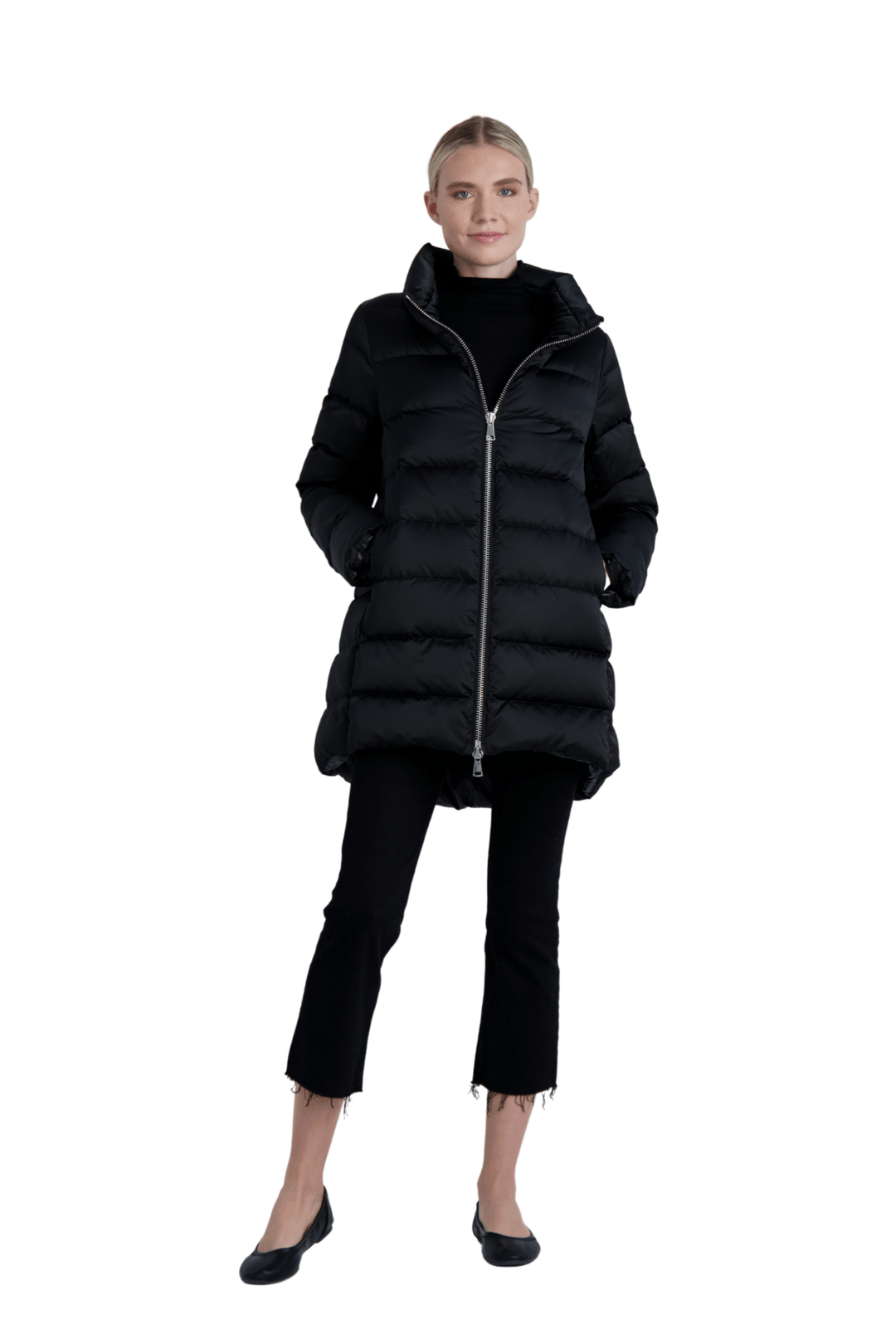The Dorchester | Down Coat with Chunky Zipper | Midnight Black - Cotes of London